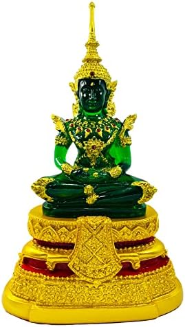 BUDDHO Emerald Buddha Statue Summer Meditating Seated 11" H. Thai Buddha Statue Room Decor Home Decor Buddha Statue for Home Small Gift Office Gift Sculpture Figurines