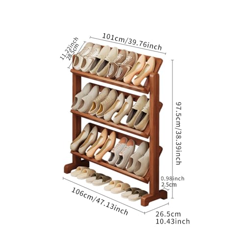 Étagère chaussures bois inclinée pour résoudre le manque de place