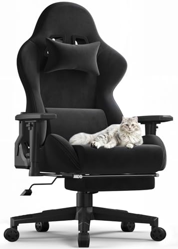 Devoko Gaming Stuhl Ergonomisch, Hochwertiger Stoff Bürostuhl weich und atmungsaktiv, 90-170°Rückenlehne verstellbar Gamer Stuhl, Gamingsessel Massage, Gamingstuhl mit Verstellbare Armlehnen, Schwarz Devoko Gaming Stuhl Ergonomisch, Hochwertiger Stoff Bürostuhl weich und atmungsaktiv, 90-170°Rückenlehne verstellbar Gamer Stuhl, Gamingsessel Massage, Gamingstuhl mit Verstellbare Armlehnen, Schwarz