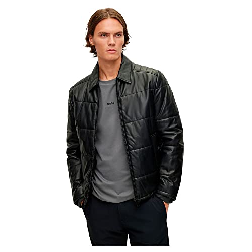 BOSS Herren Jeroh1 Gesteppte und gefüllte Lederjacke mit Camouflage-Print...