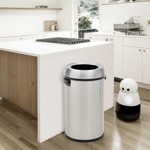 GlowSol 17 Gallon Large Capacity Kitchen Trash Can, Commercial Open Trash Can, Heavy Duty Brushed Stainless Steel Garbage Can, 65 Liter, Suitable for Kitchen Outdoor Office by GlowSol - Image 6