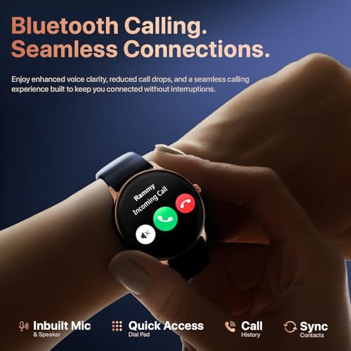 Fire-Boltt Phoenix Pro Round Smart Watch 1.39″ HD Display with Bluetooth Calling, AI Voice Assistant, SpO2 & Heart Rate Monitor, 120+ Sports Modes, IP67 Waterproof Smartwatch for Men & Women - Blue