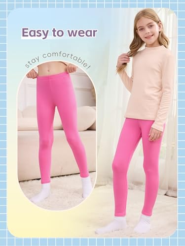 5 Pack Girls Leggings Cotton Tights for Toddler Kids Stretchy Soft Yoga Pants Full Length Multipack Pull On Fall Winter4
