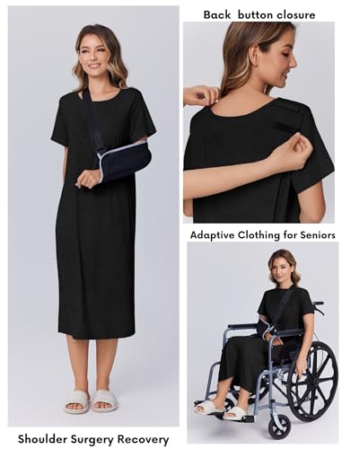 Image of Deyeek Hospital Gowns for Women Labor Delivery Shoulder Surgery Dress Adaptive Clothing Night Robes for Elderly Plus Size