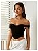 Floerns Women's Off Shoulder Short Sleeve Asymmetrical Hem Ruched Corset Crop Top Black Medium
