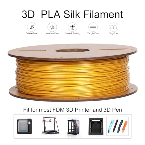 Image of Kretrum PLA Filament 1.75 mm 3D Printer Filaments Cardboard Spool Refills 1 kg Widely Compatible for Most FDM 3D Printers Fits ELEGOO Anycubic FlashForge Creality Bambu Prusa ect. Gold
