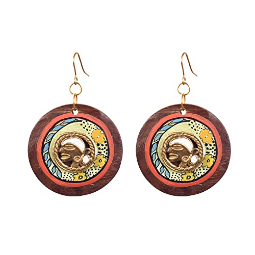 Image of Handcrafted Tribal Wooden Earrings Collection for Women - Butterfly, Princess & Modern Geometric Statement Designs
