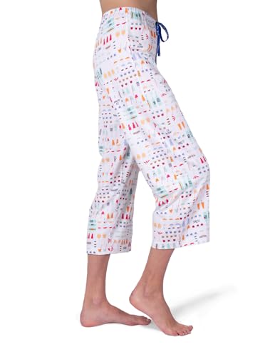 Image of HUE Women's Summer Vacation Pajama Separates, Soft, Whimsical Print Pjs with Tropical Beach Themes, Flip Flops, Cocktails
