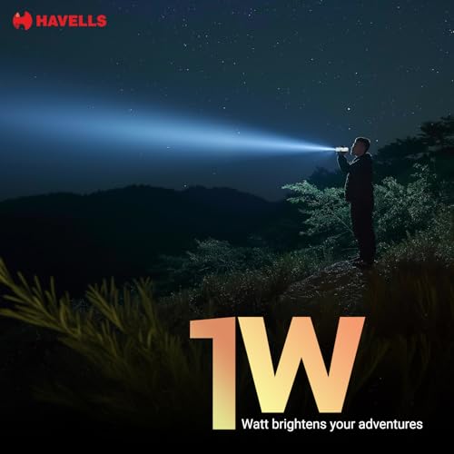 Image of Havells Colorix Rechargeable Pocket Torch | SOS Mode | Rechargeable Li-ion Battery | Thread Strap for Easy Carrying | Type-C Charging| Red