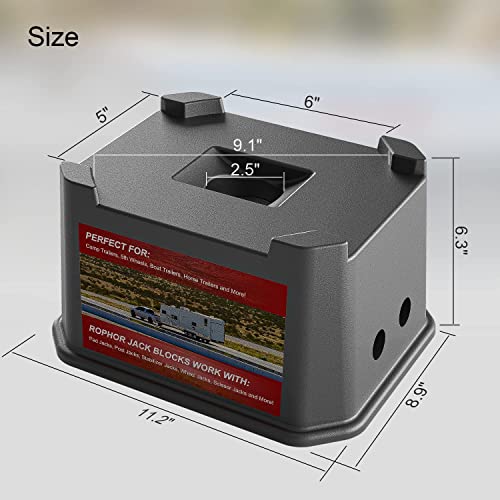 Rophor Trailer Jack Block, New Version Rv Camper Blocks For Travel Trailer 5Th Wheels And More, Up To 15,000 Lbs, Use For Any Tongue Jack, Post, Foot, 5Th Hydraulic Jack Or Scissor Stabilizer #TOP5