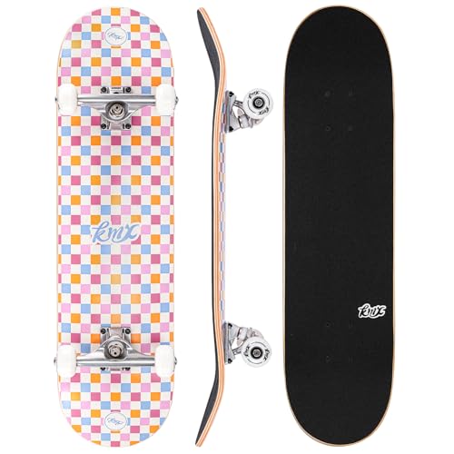 KMX Skateboard pour Débutants, Plateau Concave à Double Queue en Érable Canadien|Trucks en Alliage d'Alu|Pro Skateboard 31 Pouces pour Filles, Enfants,...