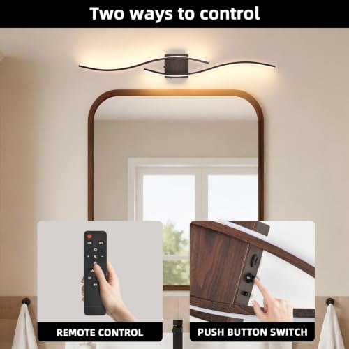 Image of Battery Powered Wall Sconces Set of 2, Walnut 39.4 inch LED Dimmable Wall Sconce with Remote Control /Timer /Memory, USB Rechargeable Wall Lights for Living Room Bedroom Hallway