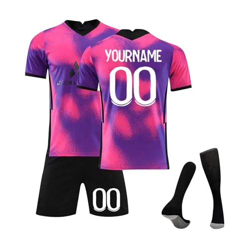 PSG Camiseta Fútbol Personalizadas DIY Nombre Número para Hombres y Niño, Paris Equipación Fútbol con Conjunto Top Pantalón Corto y Calcetines