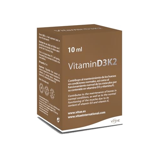 Vitae Vitamin D3K2 10ml | Food Supplement in Drops' Format | Bone Health and Strengthen The Immune System | Muscle and Joint Care | Daily Well-Being