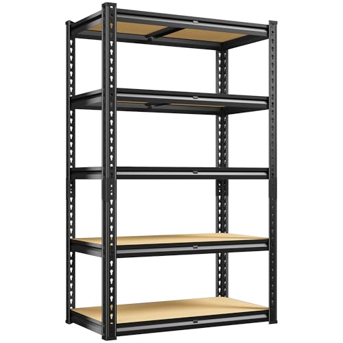 REIBII Storage Shelves 5 Tier Adjustable Garage Shelving Heavy Duty Metal Shelving 2020LBS Metal...
