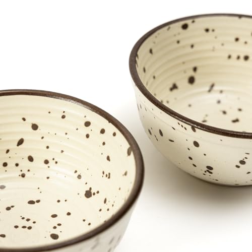 Image of Beyond Homes Ceramic Curry Bowl Set of 4, 240ml | Microwave & Dishwasher Safe Ceramic Bowls for Snacks, Vegetables, Chutney & Raita | Dal Katori Set for Kitchen, Matte-Finish (4, Mocha Dots)