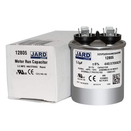 5 uF x 370 or 440 VAC - Jard # 12805 Round Dual Run Capacitor, Sold Each