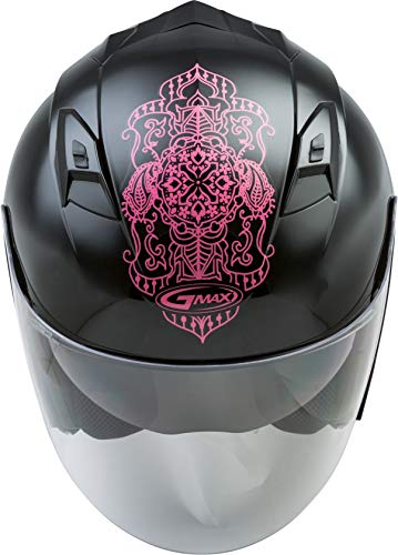 GMAX OF-77 Eternal Adult Open-Face Street Motorcycle Helmet - Black/Pink/X-Small