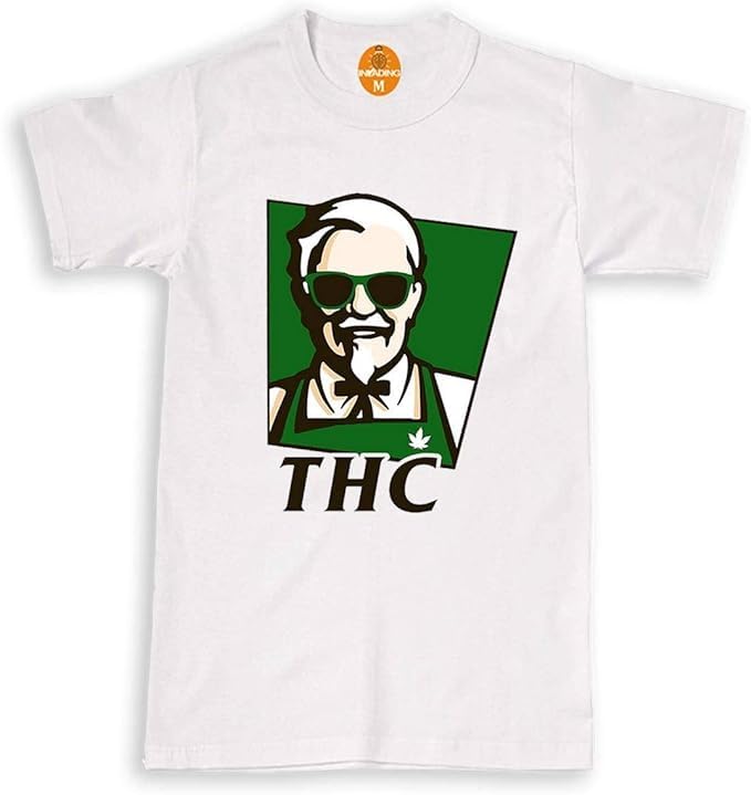 THC KFC Print! Short Sleeve Heavy Cotton T-Shirt | Premium Quality | Weed Stoner Gangster Apparel