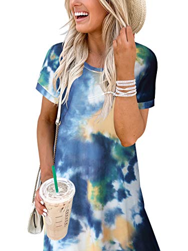 Image of ANRABESS Womens Summer Maxi Dress Short Sleeve Casual Loose Long T Shirt Dresses Split Vacation Beach Sundress Travel Outfits