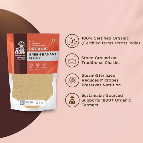 Image of Pure & Sure Green /Raw Banana Flour (Atta) 500G | 100% Naturally Processed Kela ka Atta | Vegan & Gluten Free | Maintains Cholesterol & Blood Sugar | Baking Flour