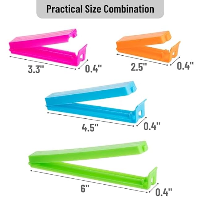 Mr. Pen Food Bag Sealing Clips, 40pcs, 4 Sizes, Colorful Chip Clips