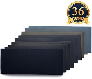 SUBANG 36 Pieces Dry/Wet Waterproof Abrasive Sandpaper, 400 to 3000 Grit, Used