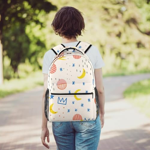 Sac d'école étoiles et lunes au design multicolore unique et format compact - 6