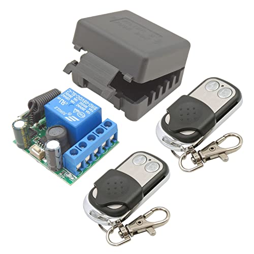DieseRC Commutateur de télécommande sans Fil DC 5V 12V 24V 30V 10A 1 Canal 433Mhz récepteur de Relais RF avec 2 émetteurs, Relais de Contacts sans potentiel pour ouvre-Porte de Garage