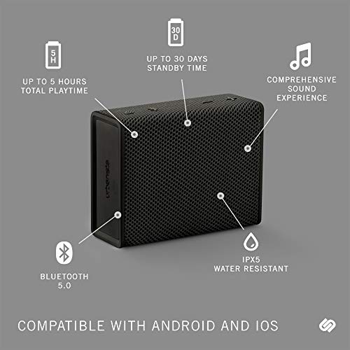 Image of Urbanista Sydney Wireless Pocket-Sized Speaker Bluetooth 5.0, 5-Hour Play Time, Splash-Proof - Black