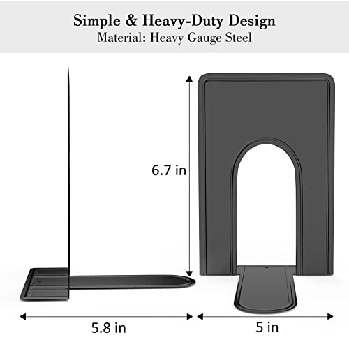Bookends, Bookend Supports Heavy Duty Metal Bookend Support, Book Ends Supports For Shelves Decor Home Office School (1 Pair/2 Pieces, Black) #TOP5