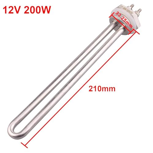 DERNORD 12V 200W 1 Zoll BSP Tauch-Wasser-Heizelement DN25 Edelstahl Gewinde-Tauchwasser-Heizkörper U-Typ