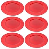 AC - Pack de 6 Bajoplatos redondos de plástico reutilizable, plato llano decorativo, bandeja para presentación de dulces de Navidad, turrón, pasteles (Rojo, Ø 33 cm)