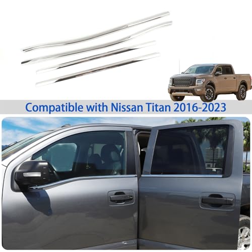Door Window Moulding Trim Compatible with Nissan Titan 2016-2023, Stainless Lower Window Seal Strip, Car Outside Anti-Scratch Seal Belt 4Pcs by Fgtagtal - Image 6