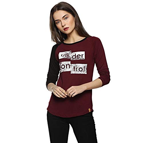 Image of Campus Sutra Women's Regular Fit Top (AZ119TOP BNKFS W UC AZ Ma: Bl Large)