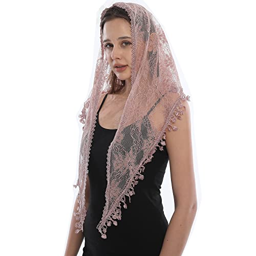 LMVERNA Lace Veil Triangle Mantilla Church Head Covering Latin Scarf for Mass Wedding Bridesmaids2