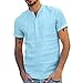 T Shirt Blanc Homme Haut Chemise à Manches Courtes et Col Henley en Lin Uni Top Noir