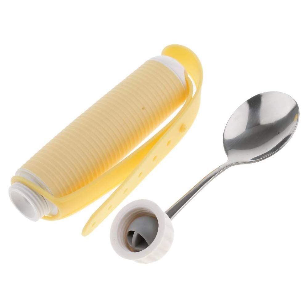 Kit de Cuchara y Tenedor Giratorio de 360 ° - Cubiertos curvos para Ancianos, Artritis, derrame Cerebral y Agarre débil - Utensilio para Comer adaptativo (Paquete de 2)