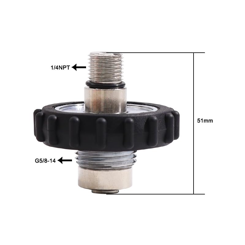 TUXING DIN Filling Station Adapter with G5/8-14 and 1/4NPT connections