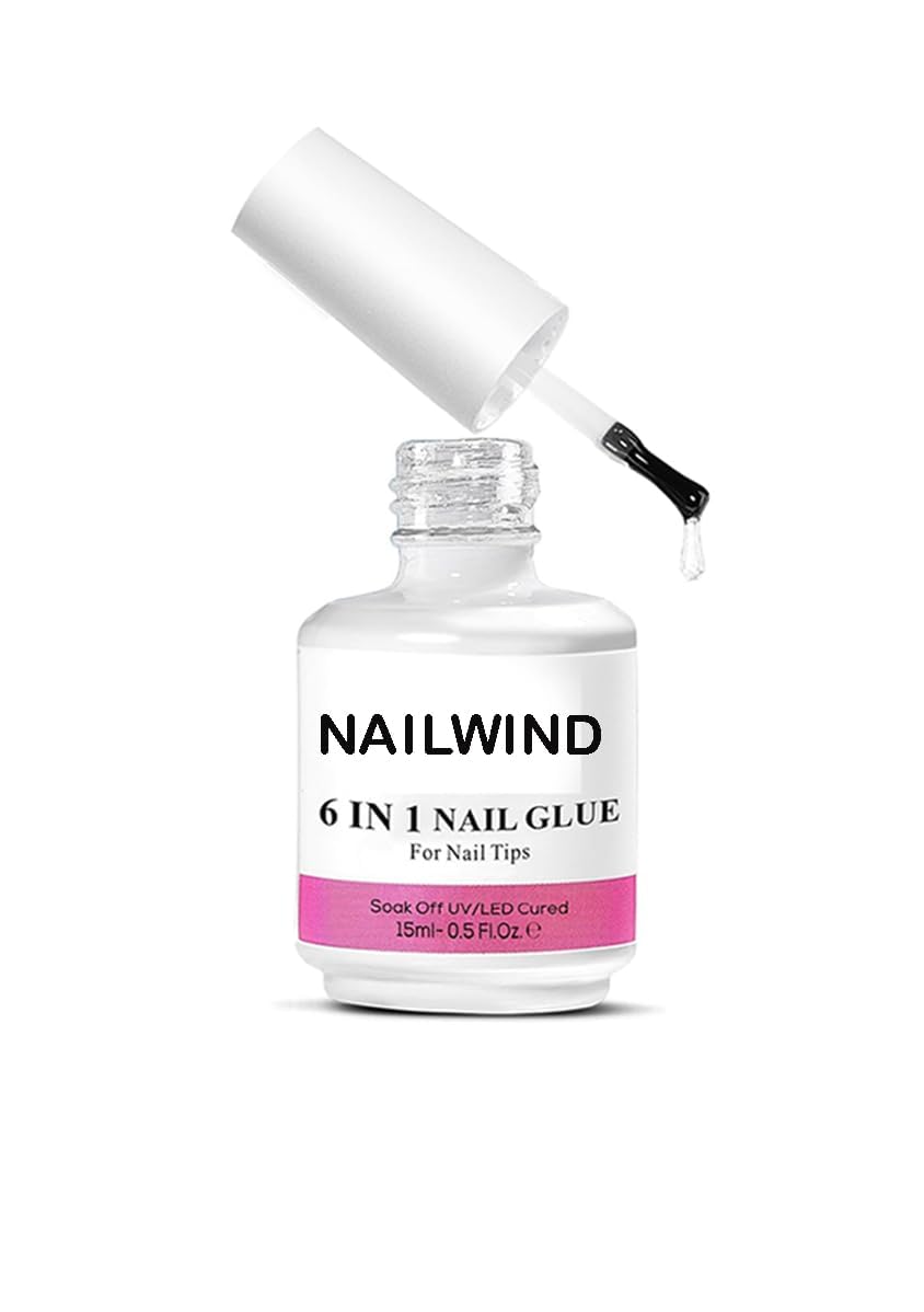 Gel Nail Glue, 6 in 1 UV Gel Glue for Nail Tips Need UV Light, Strong Adhesive for Press on Nails Acrylic Tips for Nail Art Design 15ml-picture-27