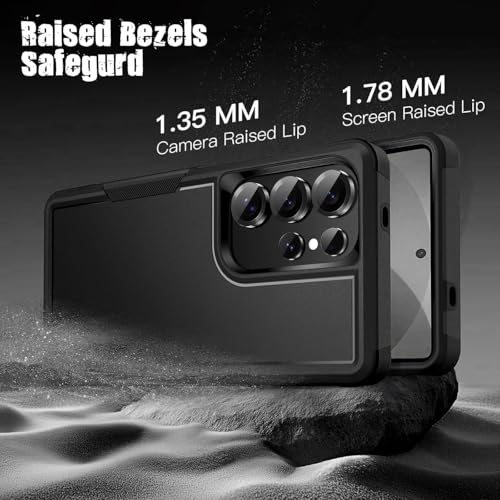 Image of KARWAN Shockproof Back Case Cover Compatible with Samsung Galaxy S24 Ultra, Heavy Duty Case with 360 Degree Camera Protection, Dual Layer Rugged Bumper Protection Cover with Matte Finish (Black)