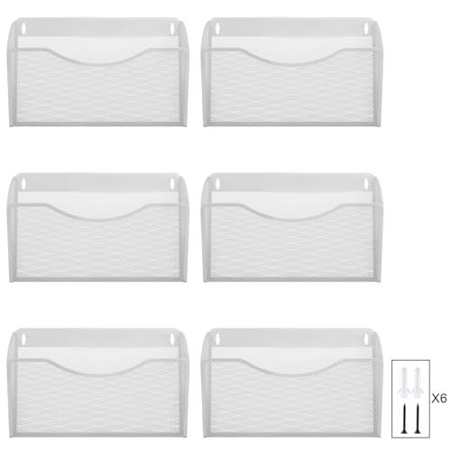 EasyPAG Metall Querformat A4 Zeitschriftenhalter Wand Zeitschriften Wandhalter Aktenablage Dokumentenhalter Hängend Magazin Organizer,6er-Pack,Weiß