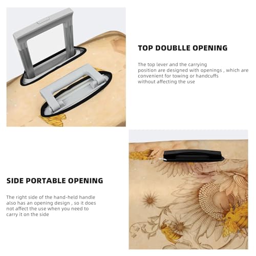 VOSERY Travel Luggage Cover - Retro Hand Drawn Honey Bees And Sunflowers Washable Suitcase Covers Protector Fits 18-32 Inch Luggage3