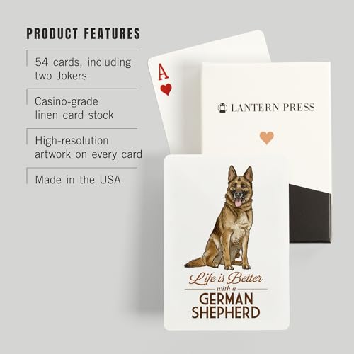 Baraja de Cartas Poker Lantern Press Pastor Alemán miniatura 3
