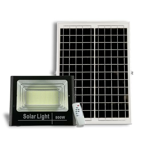 YASTA Faro LED Solare da Esterno 800W Luce Fredda 6500K Con Pannello Solare Sensore Crepuscolare Impermeabile IP66 Per Giardino Vialetto Illuminazione Esterna Con Telecomando