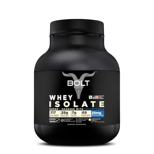 Image of Bolt 100% Whey Isolate Powder | 28g Protein Per Scoop, 7G BCAA | Madagascar Vanilla | 69 Servings | 5lb,2.268kg | Muscle Recovery | Lean Muscle Support | Fast Absorption | Gluten-Free | Easy to Digest
