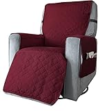Waterproof Reversible Recliner Slipcovers Red Wine Recliner Chair Cover Width Up to 25 Inch With Sid