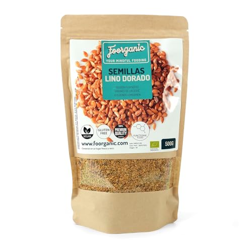 FOORGANIC Semillas de Lino Dorado Ecológicas Foorganic 500g | Superalimento Nutritivo | Sin Aditivos | Producido en España | Vegano