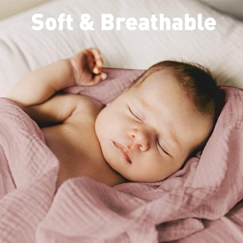 Image of GLLQUEN BABY Muslin Swaddle Blankets for Newborn Girls, Large 40''x38'' | 2Pk, 100% cotton, ultra soft and breathable, gentle on sensitive newborn skin, Multi-use as swaddle wrap, receiving blankets