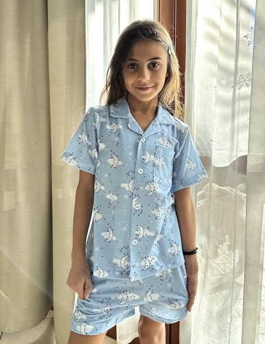 Image of Arshiner Girls Pajamas Sets Short Sleeve Kids Pjs Button Down Sleepwear | Cute Printed Pajamas for Little & Big Girl, Lightweight Comfy Fabric, 2-Piece Outfits, Perfect for Lounge Pajamas Party
